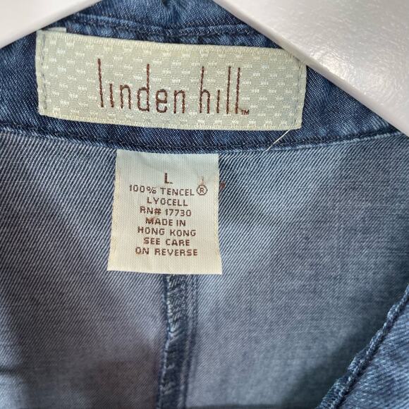 Linden Hill Straight Pants and Shirt Large Women's Blue 100% Tencel Cargo Pocket - Picture 6 of 10